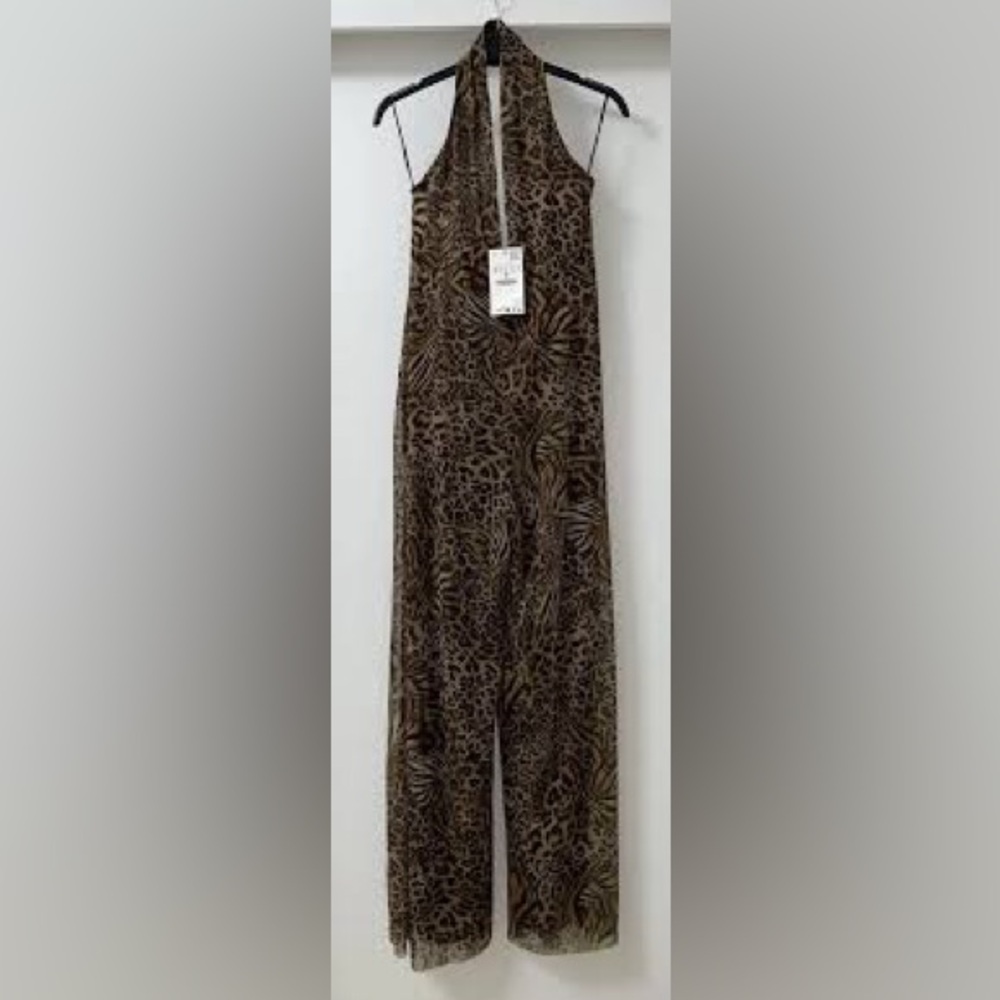 ZARA Animal Print Halter Jumpsuit